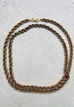 Dior Necklace Gold Chain Vintage Rope Twist 1980s Authentic 