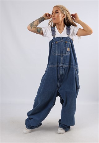 VINTAGE USA CARHARTT DENIM DUNGAREES PLUS SIZE UK 30 (944W)