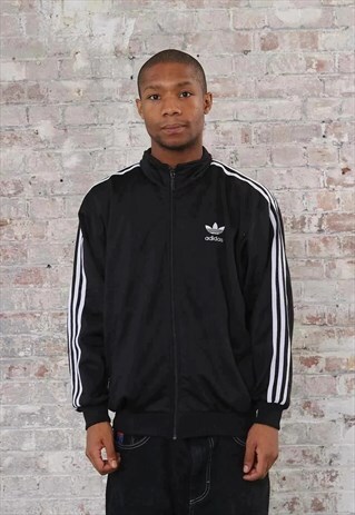 VINTAGE ADIDAS LOGO 3 STRIPE TRACK JACKET BLACK