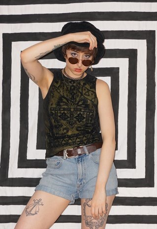 VINTAGE 90'S/Y2K BURNOUT VELVET TANK TOP