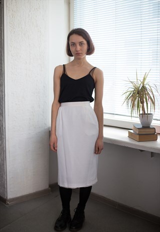 VINTAGE 60'S HIGH WAISTED MIDI SKIRT IN WHITE