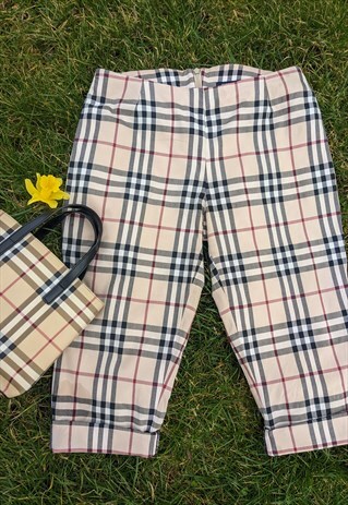 AMAZING Y2K BURBERRY NOVA CHECK CROPPED TROUSERS