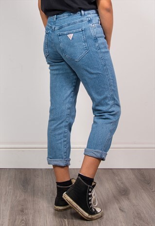 90'S RETRO GUESS HIGH WAIST BLUE SLIM FIT MOM JEANS