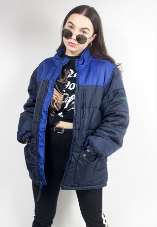 90'S RARE RETRO GREEN & BLUE PUFFER JACKET