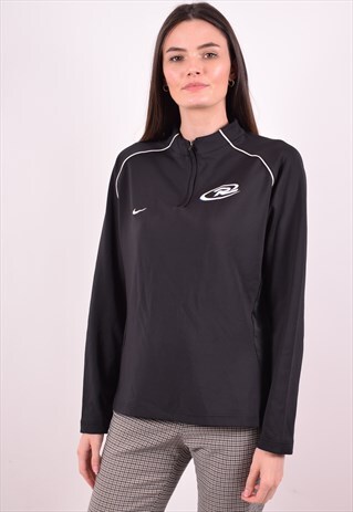 NIKE WOMENS VINTAGE TRACKSUIT TOP XL BLACK 90S