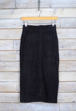 Vintage Speckled Long Suede Pencil Skirt Black W25 BR507