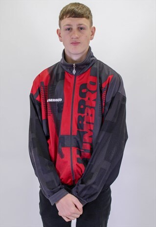 VINTAGE UMBRO SPELL OUT JACKET IN BLACK LARGE