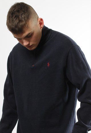 VINTAGE POLO RALPH LAUREN QUARTER ZIP KNITTED JUMPER