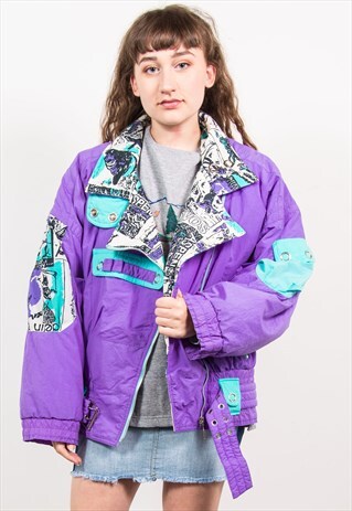VINTAGE 80'S PURPLE SKI PADDED WINTER JACKET