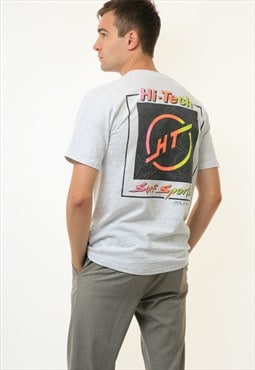 Oldschool Grey Hi Tech Graphic Print T-Shirt S M 18817