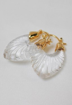 18k Gold Plated Clear Resin Hoop Earrings