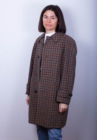 VINTAGE DOGTOOTH WOOL TRENCH JACKET