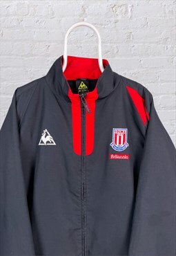 Vintage Stoke City Football Jacket Le Coq Sportif Black Red 