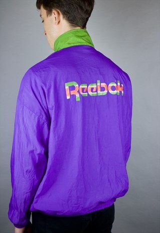 VINTAGE 80'S REEBOK JACKET IN PURPLE WITH SPELL OUT LOGO