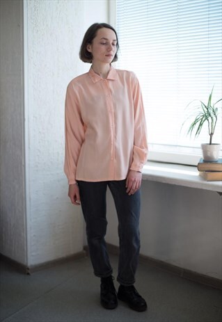 VINTAGE 80'S PEACH LONG SLEEVED SHIRT