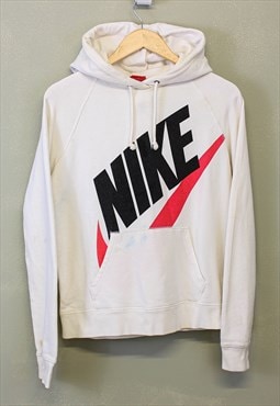 Vintage Nike Hoodie White With Logo Print Long Sleeve 90s 