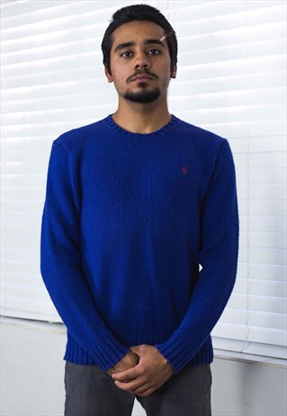 VINTAGE POLO RALPH LAUREN SWEATER JUMPER LOGO 90S M 16.7