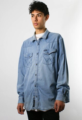 VINTAGE WRANGLER LIGHT DENIM SHIRT, XXXL
