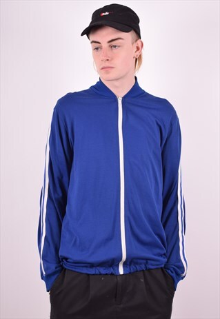 MENS VINTAGE TRACKSUIT TOP JACKET MEDIUM BLUE 90'S