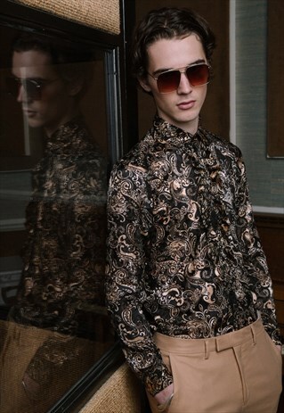 MENS MAYFAIR PAISLEY RUFFLE LACE RETRO SHIRT