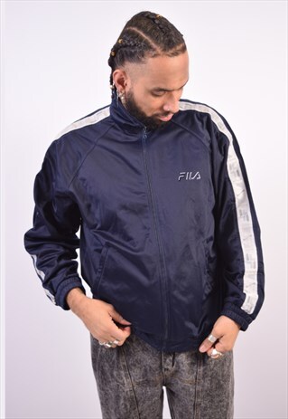VINTAGE FILA TRACKSUIT TOP JACKET NAVY BLUE