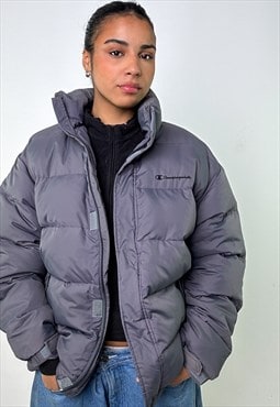 Dark Grey y2ks Champion Puffer Jacket Coat