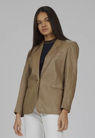 VINTAGE TAUPE NAZARENO GABRIELLI LEATHER 90'S BLAZER