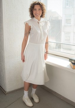 Vintage 80's Minimalist White Wedding Dress