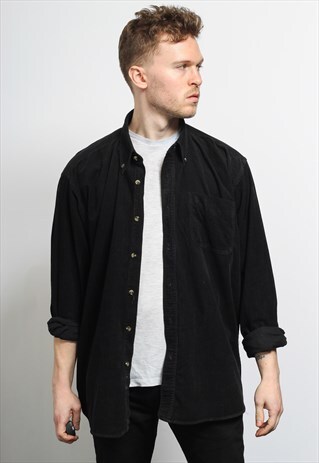 VINTAGE CORDUROY CORD SHIRT BLACK