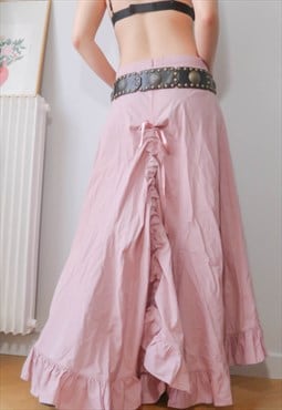 Vintage Y2K Cottage Pink Maxi Skirt