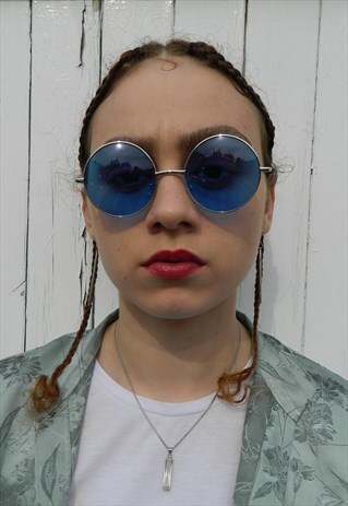 BLUE ELECTRIC SMALL ROUND SUNGLASSES