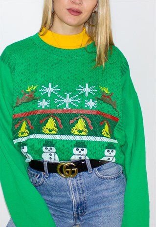 VINTAGE 90'S GREEN CHRISTMAS JUMPER