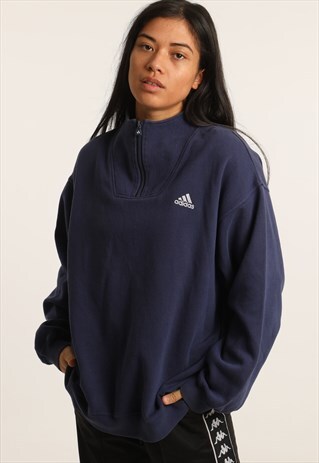 VINTAGE ADIDAS EMBROIDERED LOGO 1/4 ZIP SWEATSHIRT