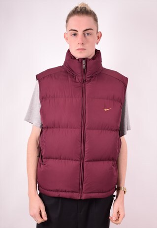 NIKE MENS VINTAGE PADDED GILET MEDIUM MAROON 90S