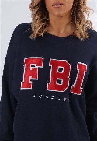SWEATSHIRT JUMPER OVERSIZED FBI LOGO UK 20 - 22 (Q4U)