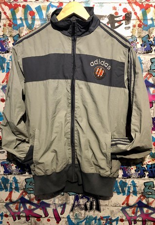 ADIDAS JACKET IN GREYS WITH LARGE DESIGN TO BACK