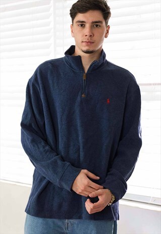 VINTAGE RALPH LAUREN 1/4 ZIP FRONT JUMPER LOGO 90S XXL 23.6