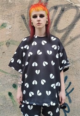 Broken heart tee handmade love emoji rude t-shirt in black