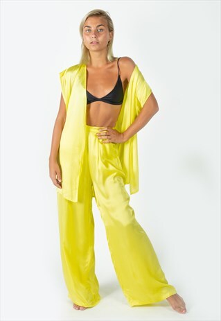 GLE HIGH WAIST SATIN PANTS IN YELLOW
