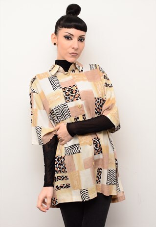 VINTAGE 90'S BOLD FUNKY ANIMAL PATTERNED OVERSIZED SHIRT