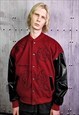 Grunge varsity jacket Gothic patch baseball bomber in red