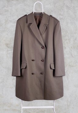 Vintage Military Pea Trench Coat Wool Brown Netherlands 52