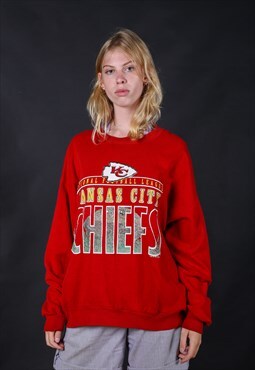 90's USA Red Kansas City Chiefs NFL Sweatshirt - B1148