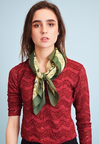 VINTAGE 70'S ABSTRACT FLORAL PRINT SCARF