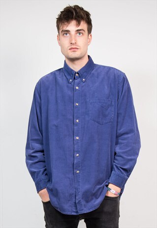 VINTAGE 90'S BLUE CORD LONG SLEEVE SHIRT