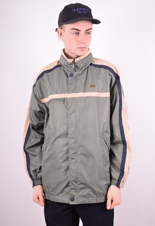 LACOSTE MENS VINTAGE RAIN JACKET LARGE KHAKI 90'S