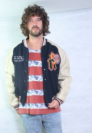 VINTAGE 80'S USA COLLEGE BOMBER BASEBALL JACKET.
