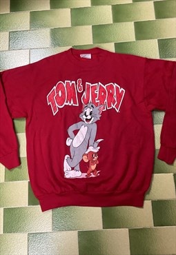 Vintage 90s Tom & Jerry Cartoon Crewneck Sweatshirt Fits M