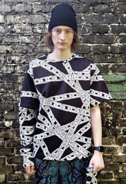 Chain sweatshirt detachable handmade barbered wire t-shirt