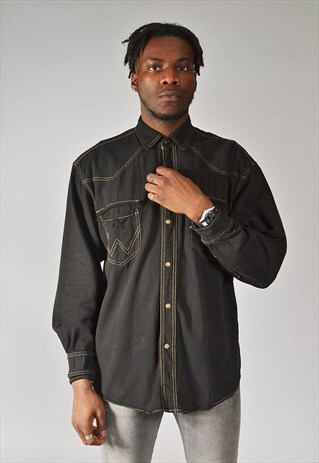 black wrangler denim shirt